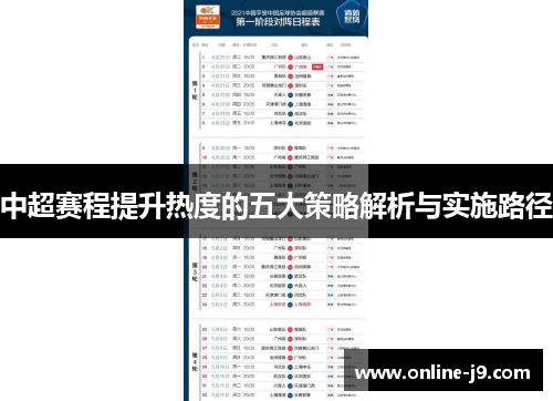 中超赛程提升热度的五大策略解析与实施路径